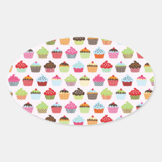Cute Cupcakes Oval Sticker