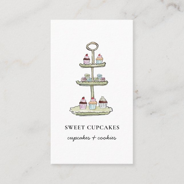 Cute cupcakes Pastries bakery business card (Front)