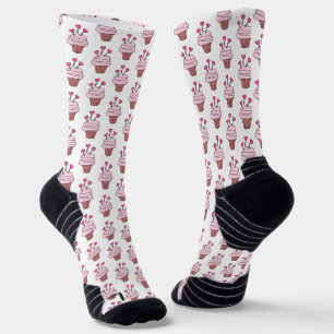 Cute Cupcakes Pink And White Socks