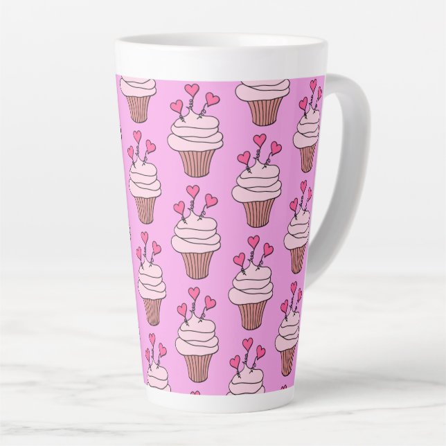 Cute Cupcakes Pink Latte Mug (Right Angle)