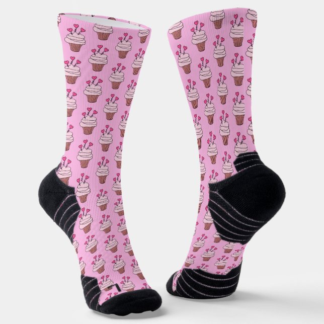Cute Cupcakes Pink  Socks (Angled)