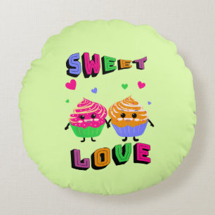 Cute cupcakes round cushion