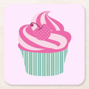 Cute Cupcakes Square Paper Coaster