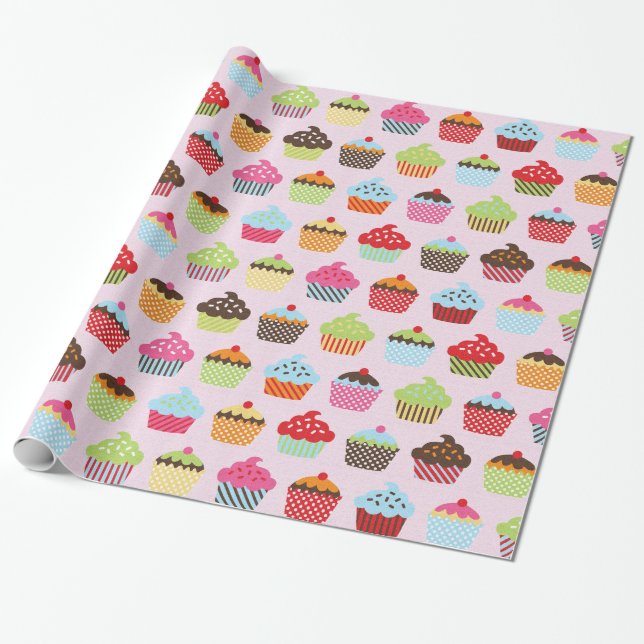 Cute Cupcakes Wrapping Paper (Unrolled)