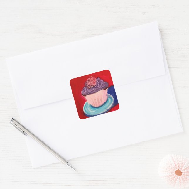 Cute Cupcke Square Sticker (Envelope)