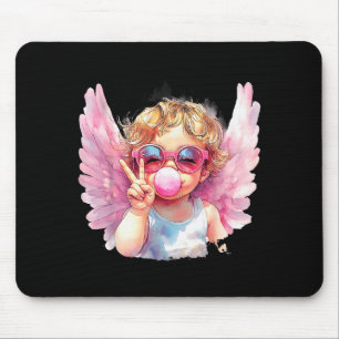 Cute Cupid Blowing Bubble Gum Sungles Valentines D Mouse Pad