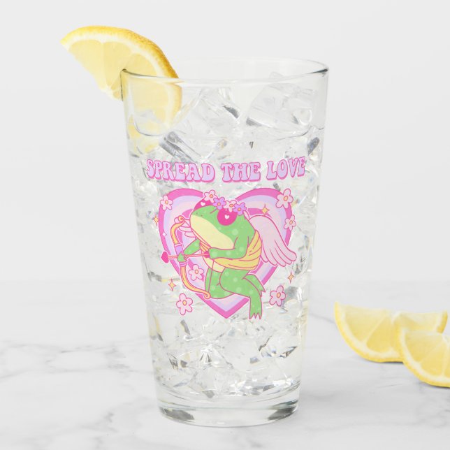Cute Cupid Frog - Spread the Love Glass (Front Ice)