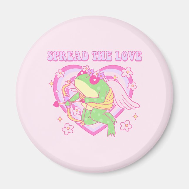 Cute Cupid Frog - Spread the Love Magnet (Front)