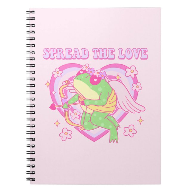 Cute Cupid Frog - Spread the Love Notebook (Front)