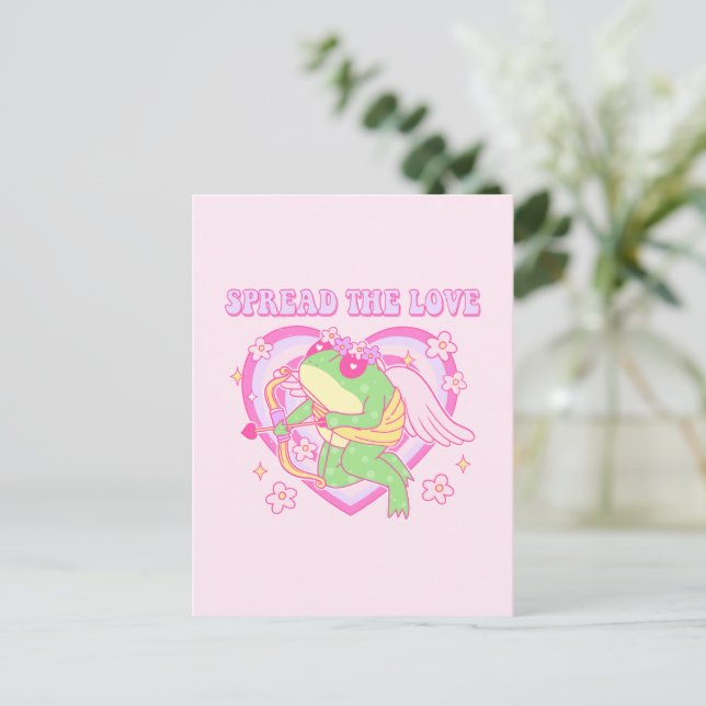 Cute Cupid Frog - Spread the Love Postcard (Standing Front)