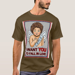 Cute Cupid Valentine Love I Want You Vintage Retro T-Shirt