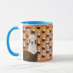 Cute & Curious Alpaca, Editable I Love You Mug