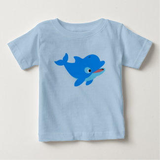 Cute Curious Cartoon Dolphin Baby T-Shirt