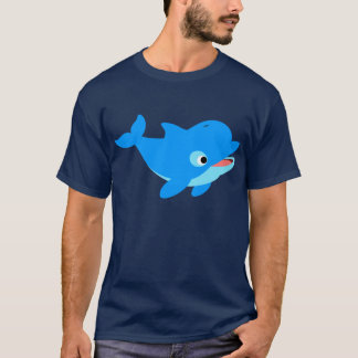 Cute Curious Cartoon Dolphin T-Shirt