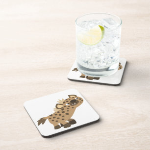 Cute Curious Cartoon Hyena Coasters Set