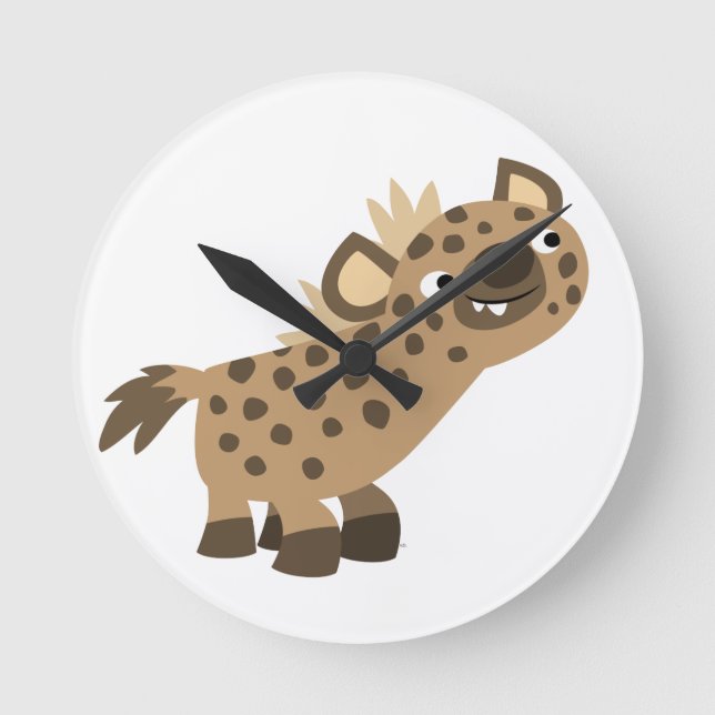 Cute Curious Cartoon Hyena Wall Clock (Front)