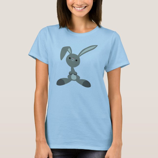 Cute Curious Cartoon Rabbit Women T-Shirt (Front)