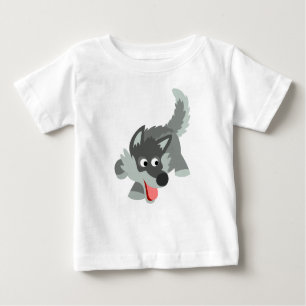 Cute Curious Cartoon Wolf Baby T-Shirt