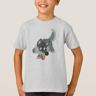 Cute Curious Cartoon Wolf Children T-Shirt