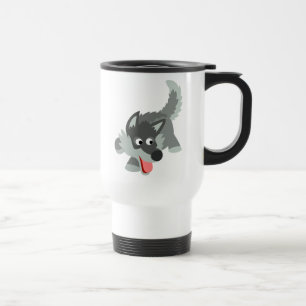 Cute Curious Cartoon Wolf Commuter Mug
