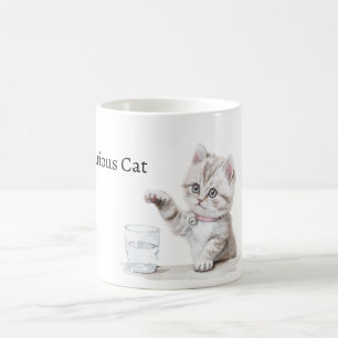 Cute Curious Cat Glass Coffee Mug
