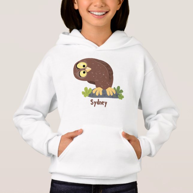 Cute curious funny brown owl cartoon illustration (Front)