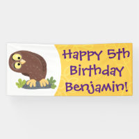 Cute curious funny brown owl cartoon illustration