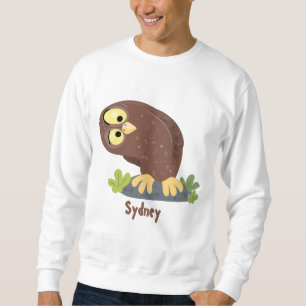 Cute curious funny brown owl cartoon illustration sweatshirt