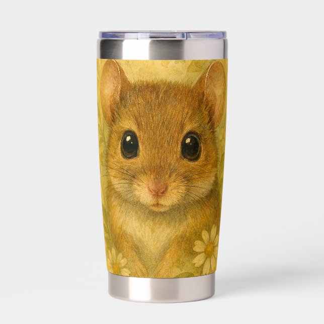 Cute curious little mouse  insulated tumbler (Front)