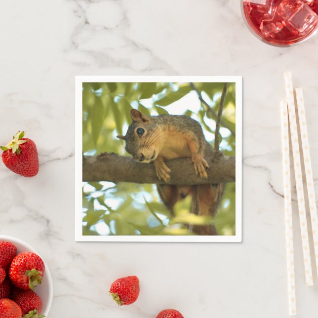 Cute & Curious Squirrel Nature Photography Napkin (Insitu)