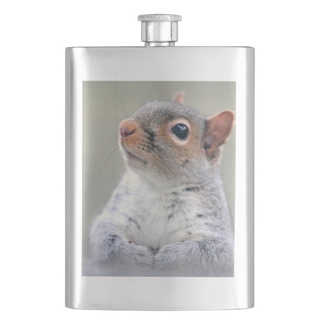Cute Curious Squirrel Profile Photo Hip Flask (Front)