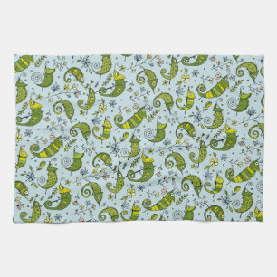 Cute Curly Chameleon Reptile Lovely Lizard Tea Towel