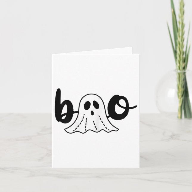 Cute Cursive Boo Spooky Ghost Halloween  Card (Front)