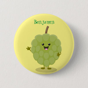 Cute custard apple cherimoya cartoon  6 cm round badge