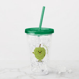 Cute custard apple cherimoya cartoon acrylic tumbler