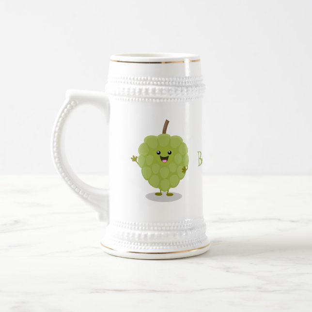 Cute custard apple cherimoya cartoon  beer stein (Left)