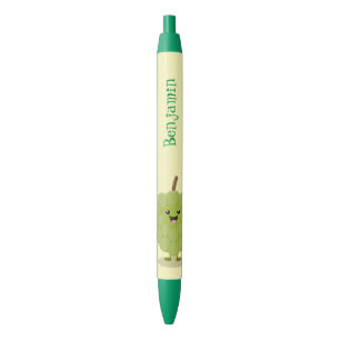Cute custard apple cherimoya cartoon black ink pen