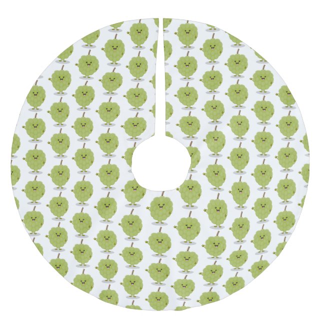 Cute custard apple cherimoya cartoon brushed polyester tree skirt (Front)