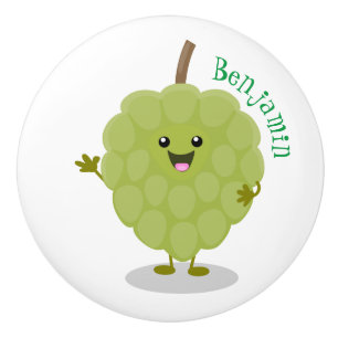 Cute custard apple cherimoya cartoon ceramic knob