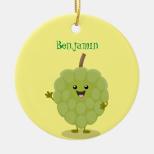 Cute custard apple cherimoya cartoon  ceramic tree decoration