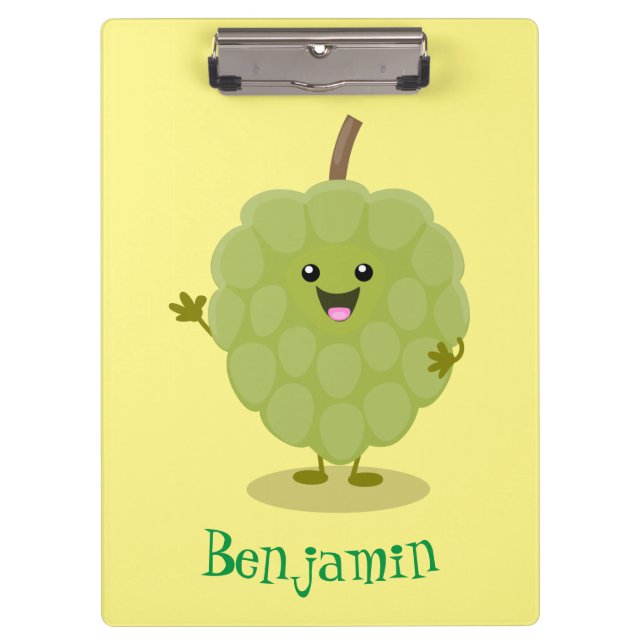 Cute custard apple cherimoya cartoon  clipboard (Front)