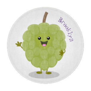 Cute custard apple cherimoya cartoon cutting board