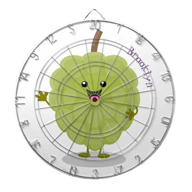 Cute custard apple cherimoya cartoon dartboard (Front)
