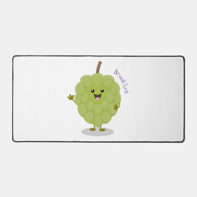 Cute custard apple cherimoya cartoon desk mat (Front)