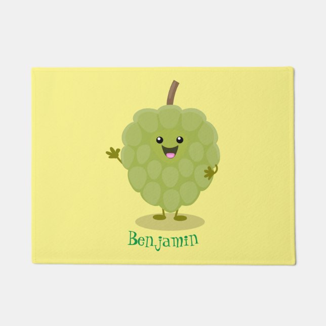 Cute custard apple cherimoya cartoon doormat (Front)