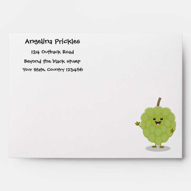 Cute custard apple cherimoya cartoon envelope (Front)