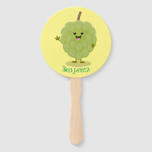Cute custard apple cherimoya cartoon hand fan