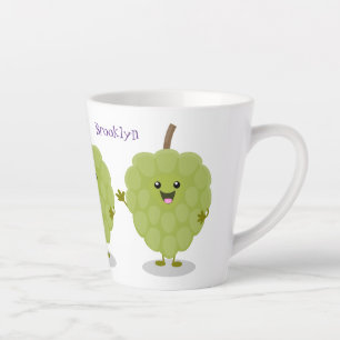 Cute custard apple cherimoya cartoon latte mug