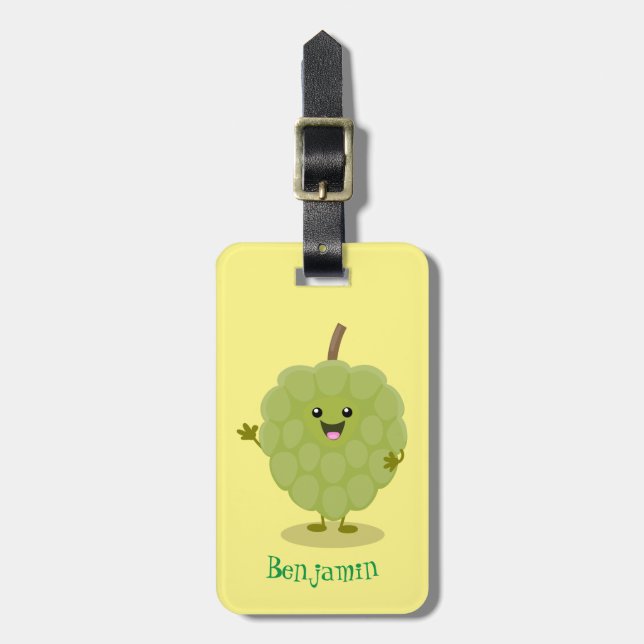 Cute custard apple cherimoya cartoon luggage tag (Front Vertical)