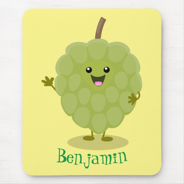 Cute custard apple cherimoya cartoon  mouse pad (Front)